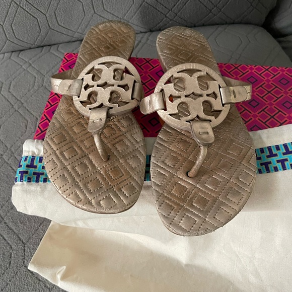 Tory Burch Shoes - Tory Burch Gold Logo Sandals